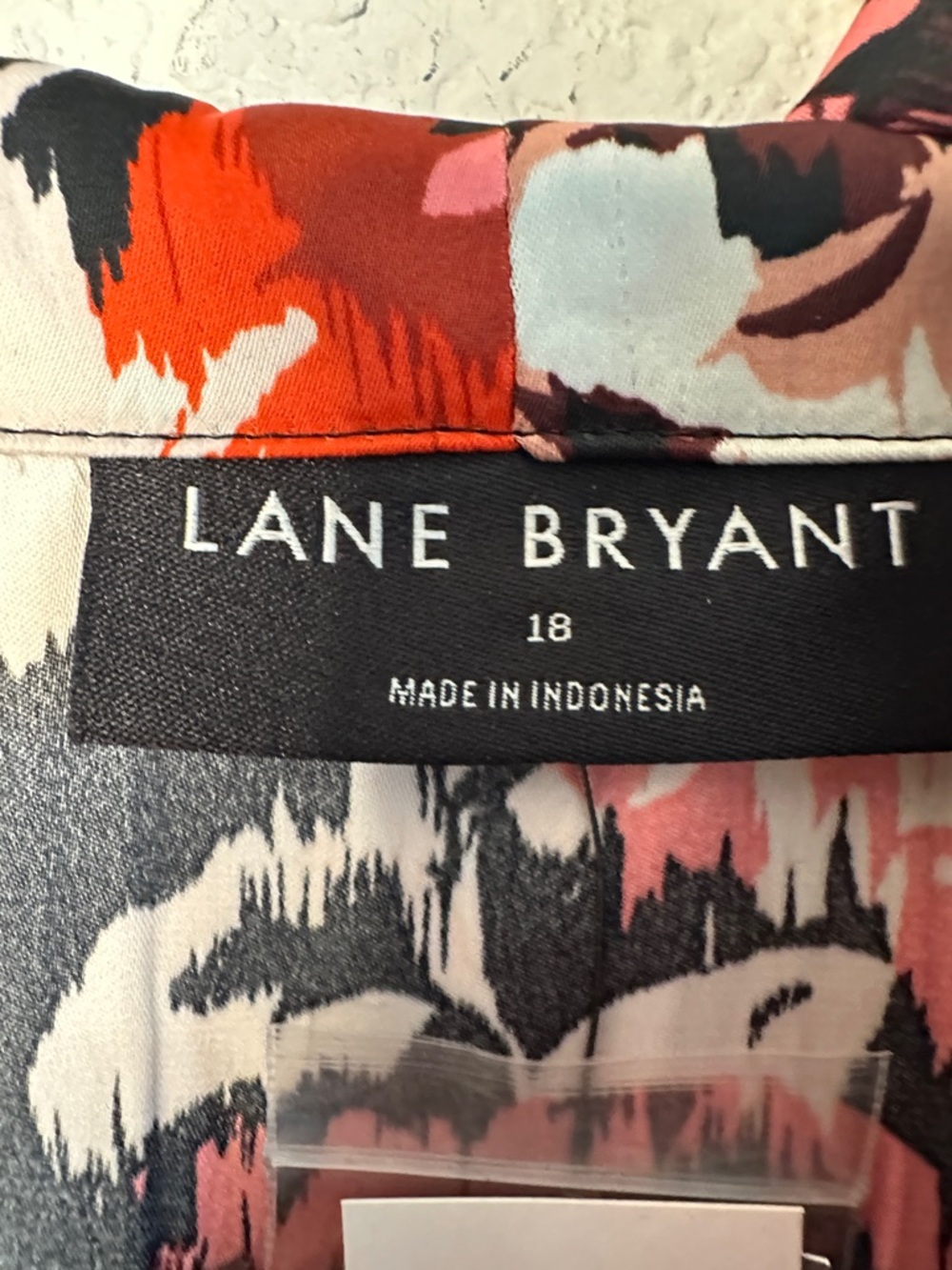 Lane Bryant Black Floral Wrap Dress with Coral & Blush Blooms - Picture 6 of 8